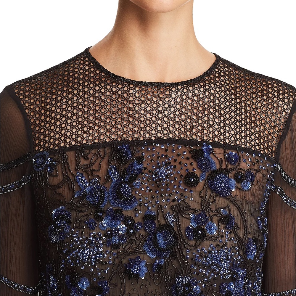Elie Tahari Aislin Fringe Beaded Top Large - Picture 3 of 16